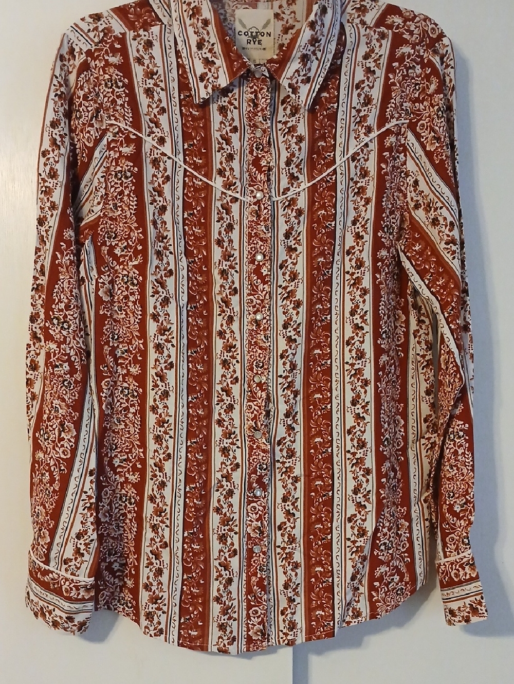 Cotton Rye Outfitters Women's Rust & White  Western Shirt Size S